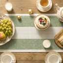 Artoid Mode Sage Green Farmhouse Rustic Table Runner, Seasonal Macrame Fabric Kitchen Dining Holiday Wedding Table Decor for Home Party 13x120 Inch