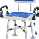 Shower Chair with Arms and Back for Seniors Elderly Handicap Disabled Or Bariatric Adults Heavy Duty 500 Lbs Adjustable Stool Bench Seat for Inside Shower Stall and Bathroom Bath Tub Chairs (Large Shower Chair)