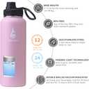 Farsea Insulated Water Bottle With Paracord Handle, Protective Boot and 2 Lids (Straw Lid & Spout Lid), Stainless Steel Water Bottle Wide Mouth, Double Wall Sweat-Proof BPA-Free, 32 oz (Pink)
