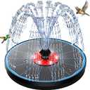 Solar Bird Bath Fountain,Upgrade 3.5W Glass Panel Solar Fountain with 2200mAh Backup Battery, White LED Lights, 8 Spray Modes, 4 Fixed Rods for Garden, Pond, Pool,Patio Outdoor Water Feature