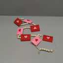 DAZONGE Retro Valentines Day Decor, Felt Envelope Wood Bead Valentines Garland Banner, Valentines Day Banner for Wedding, Anniversary Decor (Pink & Red)