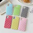 Longlayss for iPhone 11 Case Lattice Plaid Checkered Gingham Phone Case Cute Aesthetic Pattern Soft TPU Shockproof Phone Cover for Women Girls (Blue)