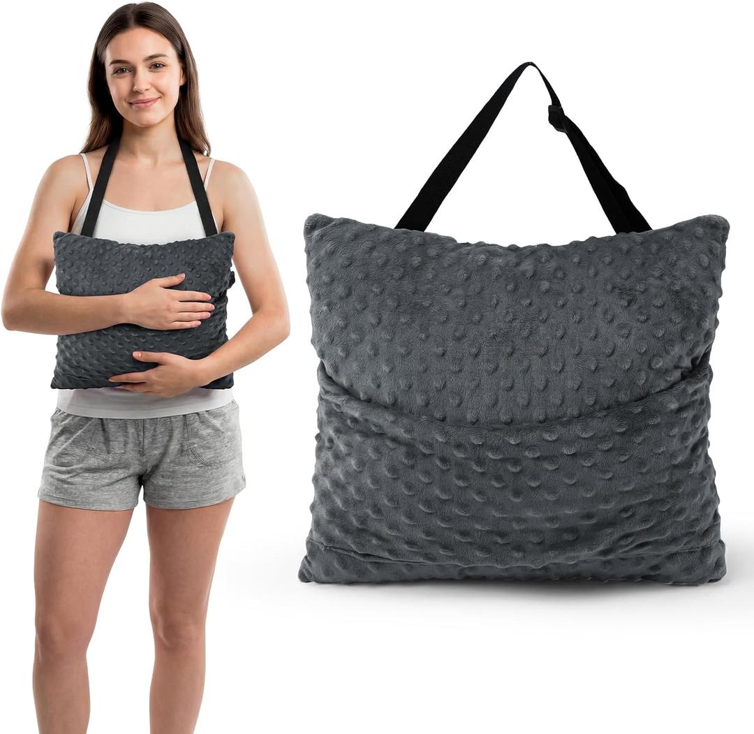 Hysterectomy Pillow with Adjustable Strap & Ice Pack Pocket, Square Abdominal Support for C-Section, Hernia & Tummy Tuck Recovery, Hands-Free Post Surgery PillowGrey