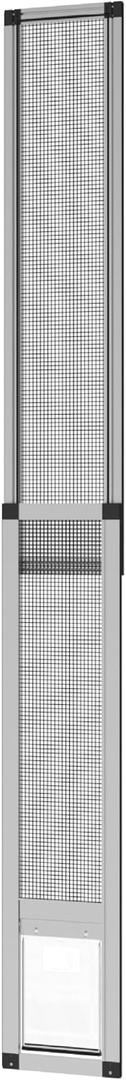 Hakuna Pets V2 Patio Pet Door Screen Insert Panel for Sliding Doors, Fits Door Track Min Ht 55.12" to Max Ht 84.25", UV Resistant Mesh, Locking Magnetic Dog Door, Easy Install and Removal,Small,Silver