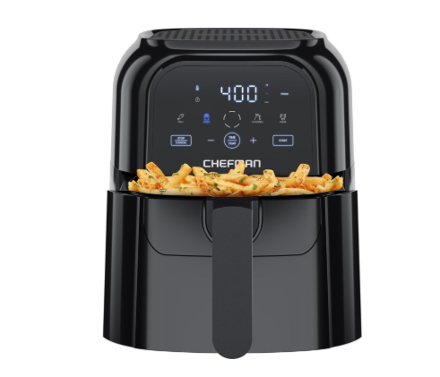 Chefman TurboFry Touch 6 Qt Air Fryer w/ Digital Display and Shake Reminder - Black