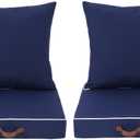 Enipate Outdoor Deep Seat Cushion Set of 2, Weather Resistant Patio Furniture Cushions with Zipper and Handle, 24 x 24 x 5 inch Outdoor Wicker Chair Cushions for Patio,Yard,Garden