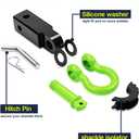 Shackle Hitch Receiver 2 inch with Hitch Pin, 41918 Lbs Break Strength Never Rust Receiver Shackle Bracket Heavy Duty and Solid with 3/4'' D Ring Shackle, Towing Accessories for Trucks Green