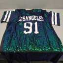 PORRCEY Juniors Short Sleeve Print Sequin Funny Dress Shirts (Green,XXL)