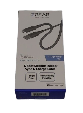 ZGEAR SILICONE CABLE LIGHTHING 6FT GREY