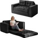 YOSHOOT Loveseat Sleeper Sofa,55" Convertible Sofa Bed Couch Futon Couches for Living Room,3-in-1 Pull Out Floor Couch with Backrest and Pillows, Black