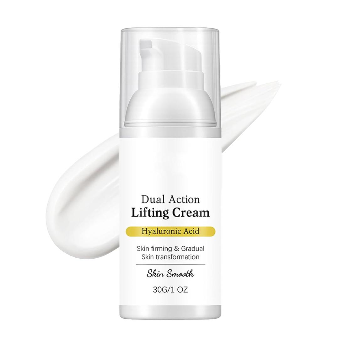 OKOA SKIN Dual Action Lifting Cream with Peptides & Hyaluronic Acid, Firming & Hydrating Face Moisturizer, Smooth Skin, Lightweight Non-Greasy Anti-Wrinkle Cream for All Skin Types