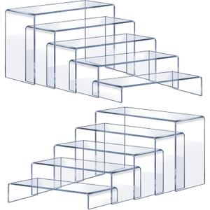OVNTHYK Acrylic Risers 10 Pcs (2 Sets) Large Display Risers, Clear Perfume Organizer Stands for Figures, Jewelry, Decorations, Cupcakes & Dessert Table Display