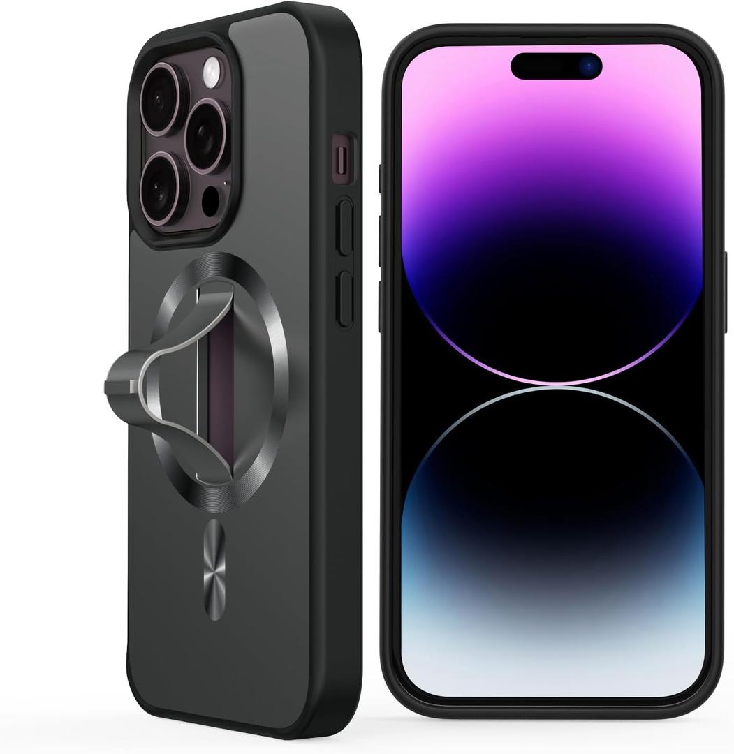 AUROX for iPhone 14 Pro Max Case with Invisible Stand [Compatible with MagSafe] Military-Grade Protection, Shockproof Slim Magnetic 14 Pro Max Case for Men Women Magnetic Phone Case Cover, Black