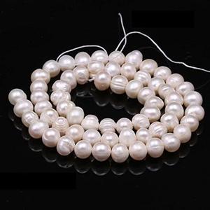 Natural Pearl Beads 100% Natural Freshwater Round Pearl Loose Beads (2 Strands) with Hole 6-7mm One Strand 14.2 inch for Jewelry Making Necklace Bracelet Charms (white)