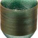 PLASTICPRO 30 Pack 12 Ounce Hammered Plastic Bowls Translucent Green with Gold Rim Heavyweight Disposable Plastic Soup Bowls Elegant Translucent Hammered Gold Rim Platsic Party Dishes