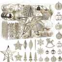 SHareconn 100pcs Christmas Tree Decorations Ornaments Set, Shatterproof Plastic Baubles Decorative Balls for Xmas Tree Decor Holiday Wedding Party, ChampagneGold