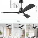 Ceiling Fan with Lights Remote Control, 52 Inch Black Ceiling Fans with 3 Downrods, 3 Blades, Timer, 6 Speed Modern Fan Quiet Reversible DC Motor for Patio Bedroom Outdoor/Indoor,52in,Black