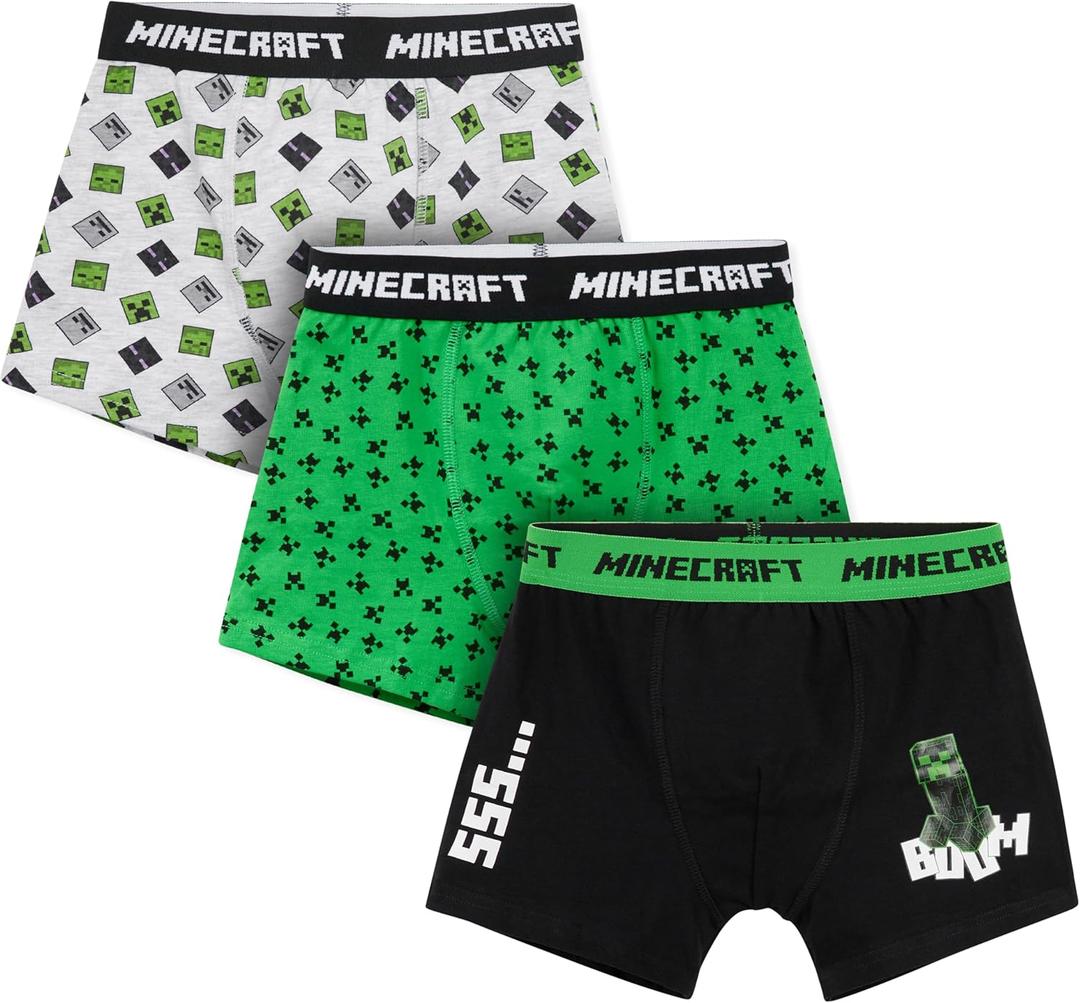 Get Trend Minecraft Boys Boxer Shorts, Pack of 3 Boys Underwear - Gifts for Boys (Multi, 11-12 Years)