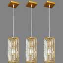 Gold Pendant Lighting Modern Pendant Light, Mini Crystal Chandeliers,Adjustable Pendant Light Fixture for Kitchen Island Dinning Room Bedroom (3 Pack)