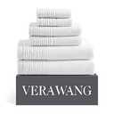 Vera Wang - Bath Towels, 100% Super Soft & Highly Absorbent Cotton Towel Set, Medium Weight Plush Feel, Low Linting & Fade Resistant Bathroom Towels (Sculpted Pleat White, 6 Piece)