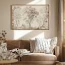 VIYYIEA Large Framed Canvas Wall Art, 24x36 Inch Vintage Tree Sketch Landscape Art Print, Neutral Nature Wall Decor for Living Room Bedroom Office
