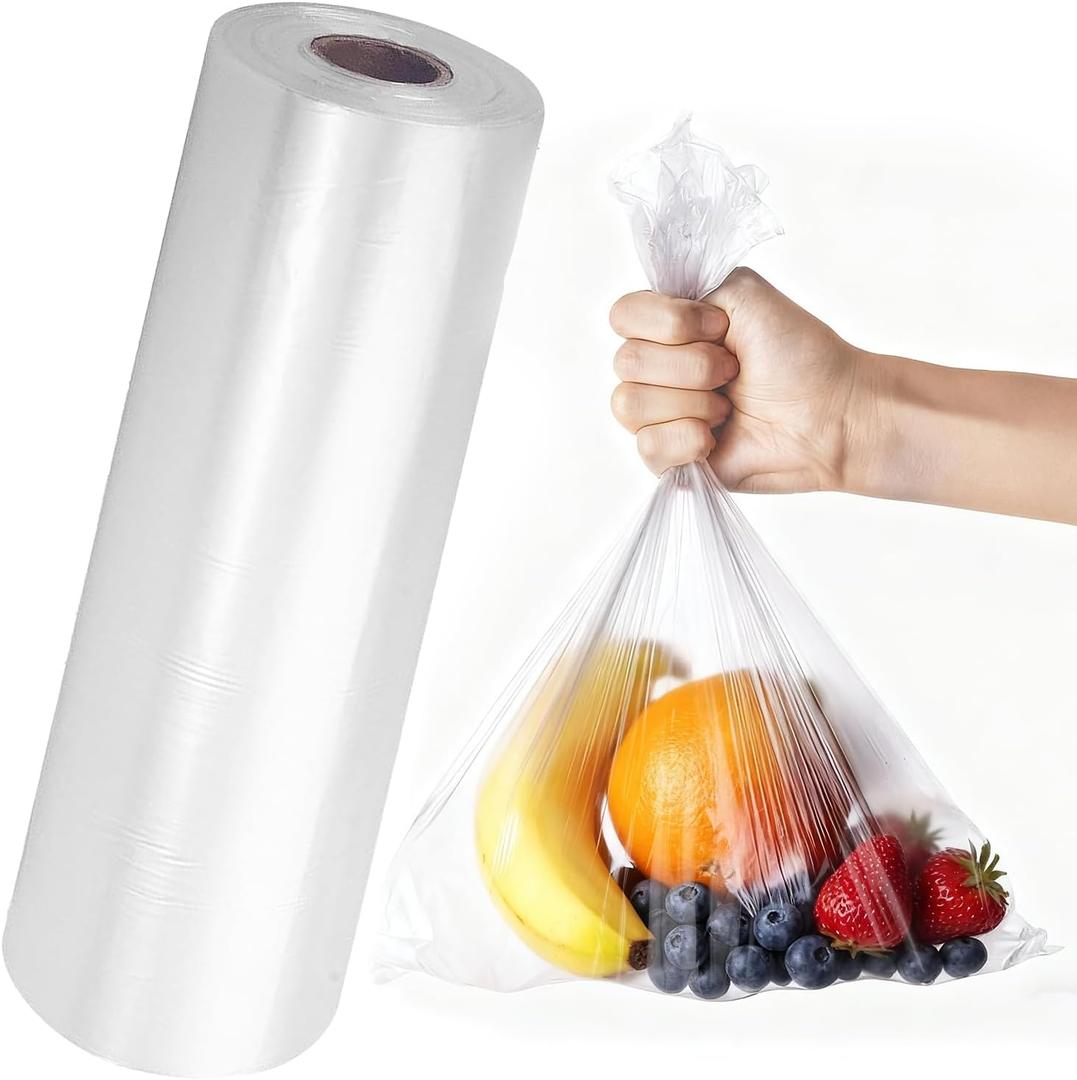 Food Storage Bags10" X 14" Clear Plastic Produce Bags Roll for Food, Bread, Vegetables, Fruits, Refrigerator Storage, Kitchen, 400 Bags/Roll(1 Roll)