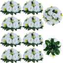BLOSMON White Flowers for Wedding Centerpieces: 10 Pcs Artificial Roses Flower Balls for Table - Fake Silk Kissing Bouquet Floral Arrangement Center for Home Party Event Decor