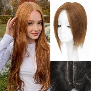 Hair Toppers for Women Real Human Hair, 12 Inch 360 3D Upgrade Middle Part Toppers for Women with Thinning Hair (12 Inch-Light Brown)