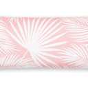 Hofdeco Premium Coastal Patio Indoor Outdoor Long Lumbar Pillow Cover Only, 12"x26" Water Repellent for Backyard, Couch, Blush Pink Palm Leaf with Tassels, 2 pieces