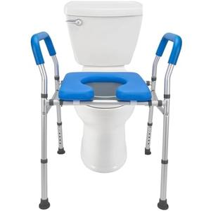 Raised Toilet Seat with Safety Frame - Mobo Medical - 400 Lb Capacity- Heavy Duty Adjustable Height - Easy Installation, Durable Aluminum for Standard and Elongated Toilets