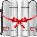 Milton Vacuum Flask for Hot Drink 1 litre (34 oz), Stainless Steel Double Walled Insulated Water Bottle for 24 Hour Hot and Cold drinks with cover, Leak proof, Thermosteel Flip Lid 1000 ml Set of -2