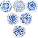 AD Car Coasters Set of 6 Drink- Absorbing Round Ceramic Stone Coaster with a Finger Notch for Easy Removal Cork Base for Auto Cupholder Accessories Keep Vehicle Clean