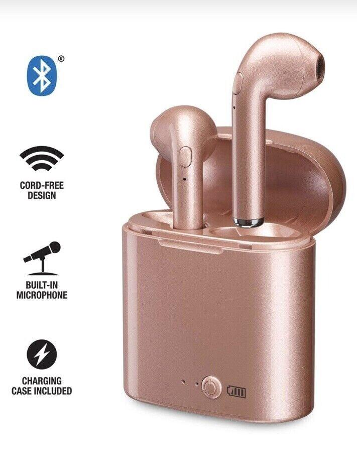 iLive IAEBT209 Truly Wireless Earbuds Bluetooth 5 With Charging Case Rose Gold
