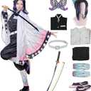 Full Set Halloween Costume Kochou Shinobu Party Role Cosplay Costume Kimono Outfit W/Shoes Wig Sword, M