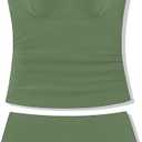 Girls Swimsuit Cutout Bathing Suit Two Piece Swimsuits for Teen Girls Tankini Swimwear Set High Waisted 11-15 Years