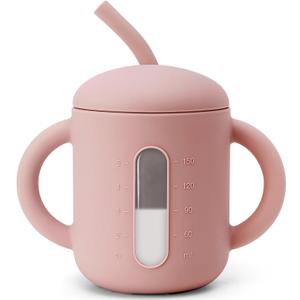 SAMiGO Silicone Sippy Cup, Baby Straw Cup for 6 12 18 Months, Sippy Cup with Straw for Toddlers 1-3 Years, Baby Water Cup for Drinking and Training, 6 oz (Blossom)