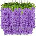 belupai 14pcs Artificial Silk Wisteria Vine Rattan Branch, Silk Wisteria Flower Bean Flower Vine Simulated Wisteria Cutting Wedding Party Home Garden Floral Decor