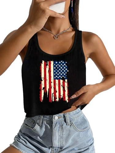 Red White and Blue Shirts for Women Patriotic Shirts Cute American Flag Shirt USA Crop Shirts 4th of July Short Sleeve Tops, S