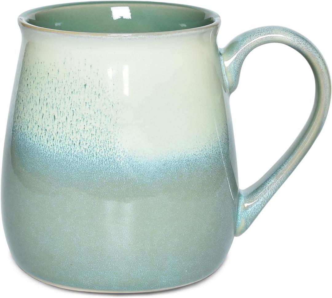Bosmarlin Large Ceramic Coffee Mug, Green Big Tea Cup for Office and Home, 21 Oz, Dishwasher and Microwave Safe (Pale Green, 1)