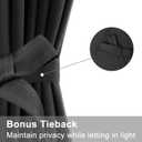 XWZO Door Curtains for Door Window, Thermal and Room Darkening Curtains for French Doors, Rod Pocket Blackout Curtains for Kitchen, 36 x 80 inches Long, Black, 1 Panel