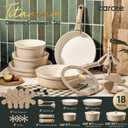 CAROTE 18 Pcs Ceramic Cookware Set Titanium Nonstick with Detachable Handles, Non Toxic Cookware, Pots and Pans Set Non Stick Removable Handles, Kitchen Cooking, Dishwasher Safe