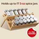 MUDEELA Bamboo Spice Rack Organizer for Cabinet, X-Shaped 2 Tier Spice Shelf Organization, Foldable Seasoning Organizer for Kitchen Counter