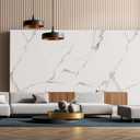 KASARO Peel and Stick Backsplash Wall Tile, 118 × 47 inch, Self-Adhesive Thicker Waterproof 3D Panel, PET Marble White with Grey Stripes Decor Accent for Kitchen, Bathroom, 5 Pieces