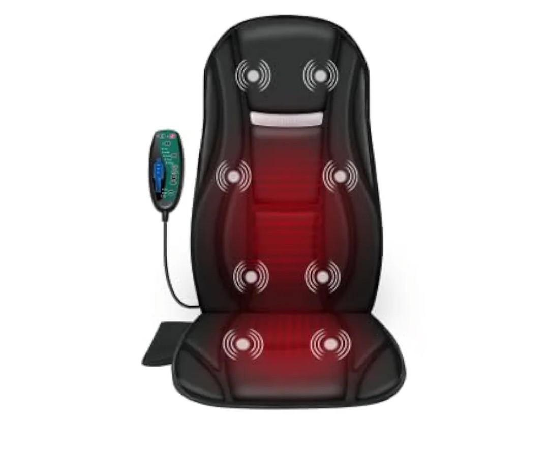 Snailax Vibration Back Massager with Heat, Seat Massager with 8 Vibrating Motors & 5 Modes, Chair Massager Cushion, Massage Pad for Chair, Office, Gifts for Lover