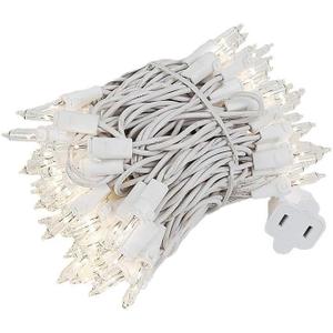 Novelty Lights 22 Feet 100 Bulb Incandescent Mini Light String, Clear with 2.5-Inch Spacing on White Wire, UL Listed Commercial Grade Indoor/Outdoor Mini Lights, Connectable End-to-End