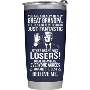 Gifts for Grandpa from Grandaughter, Grandson, Kids on Fathers Day, Christmas, Birthday - Present for Father - Grandpa Tumbler 20oz, Navy Insulated Stainless Steel, Perfect for Travel, Work, or Home
