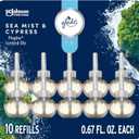 Glade PlugIns Refills Air Freshener, Sea Mist & Cypress, Scented and Essential Oils for Home and Bathroom, 0.67 Fl Oz, 10 Count