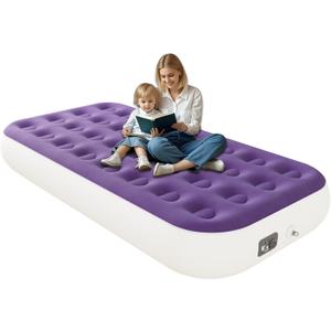 Twin Air Mattress with Built in Pump,10" Blow up Air Bed, 2 Mins Quick Self-Inflation/Deflation, Foldable Inflatable Mattress for Home/Travel, 10'' Twin Purple