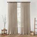 MIULEE Taupe Linen Curtains 102 Inch Length 2 Panels for Bedroom Living Room, Back Tab Hook Belt Pleated Soft Thick Linen Textured Window Drapes Semi Sheer Light Filtering Farmhouse Burlap Look Decor