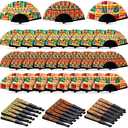 Threehoney 36 Pieces African Print Foldable Hand Fan Bulk 3 Styles Fabric Handmade Folding Fan for Women Men Guest Summer Wedding Celebration Birthday Juneteenth Gifts Theme Party Supplies